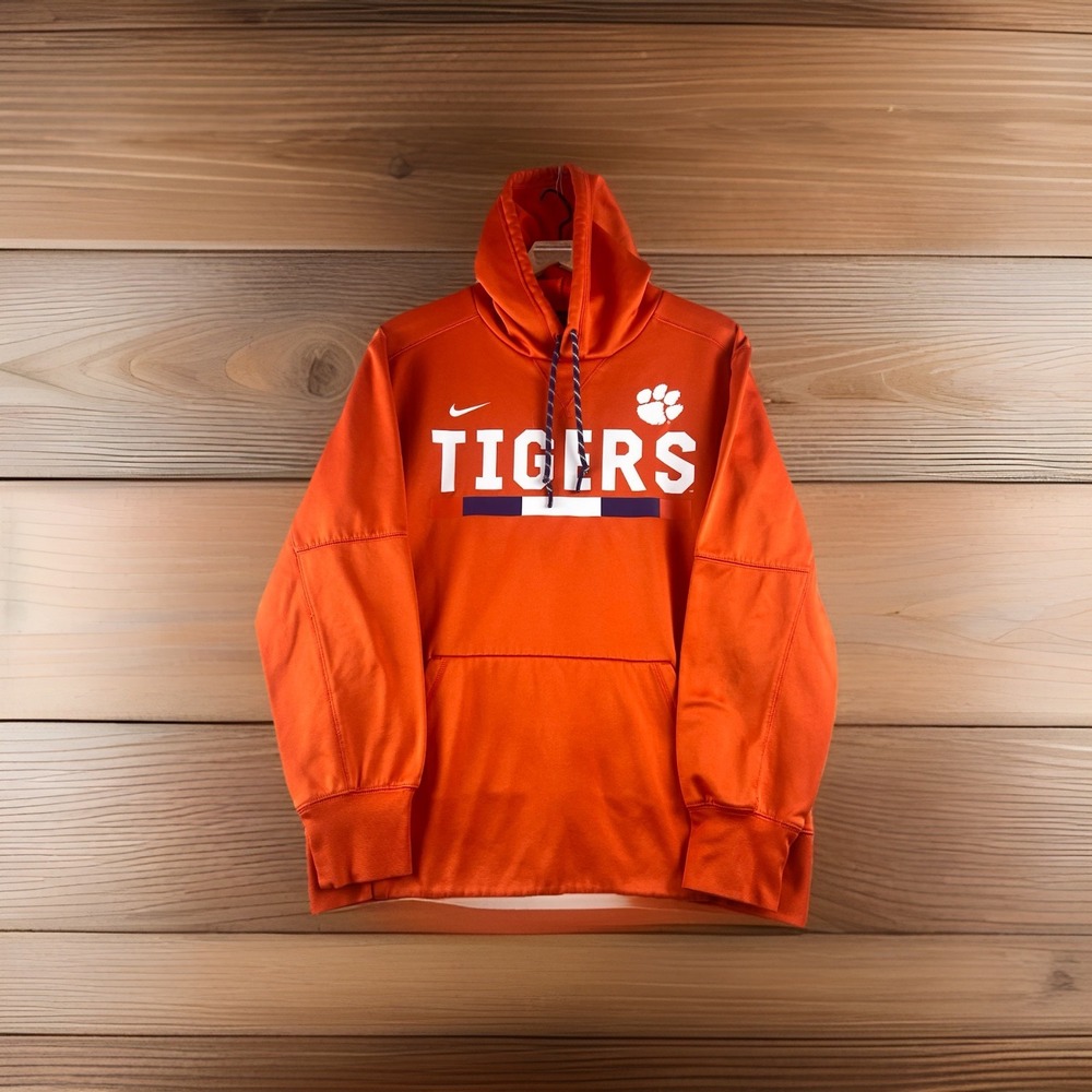 Nike Clemson Tigers Hoodie Men XL‎ Orange Sweatshirt Pullover NCAA Football